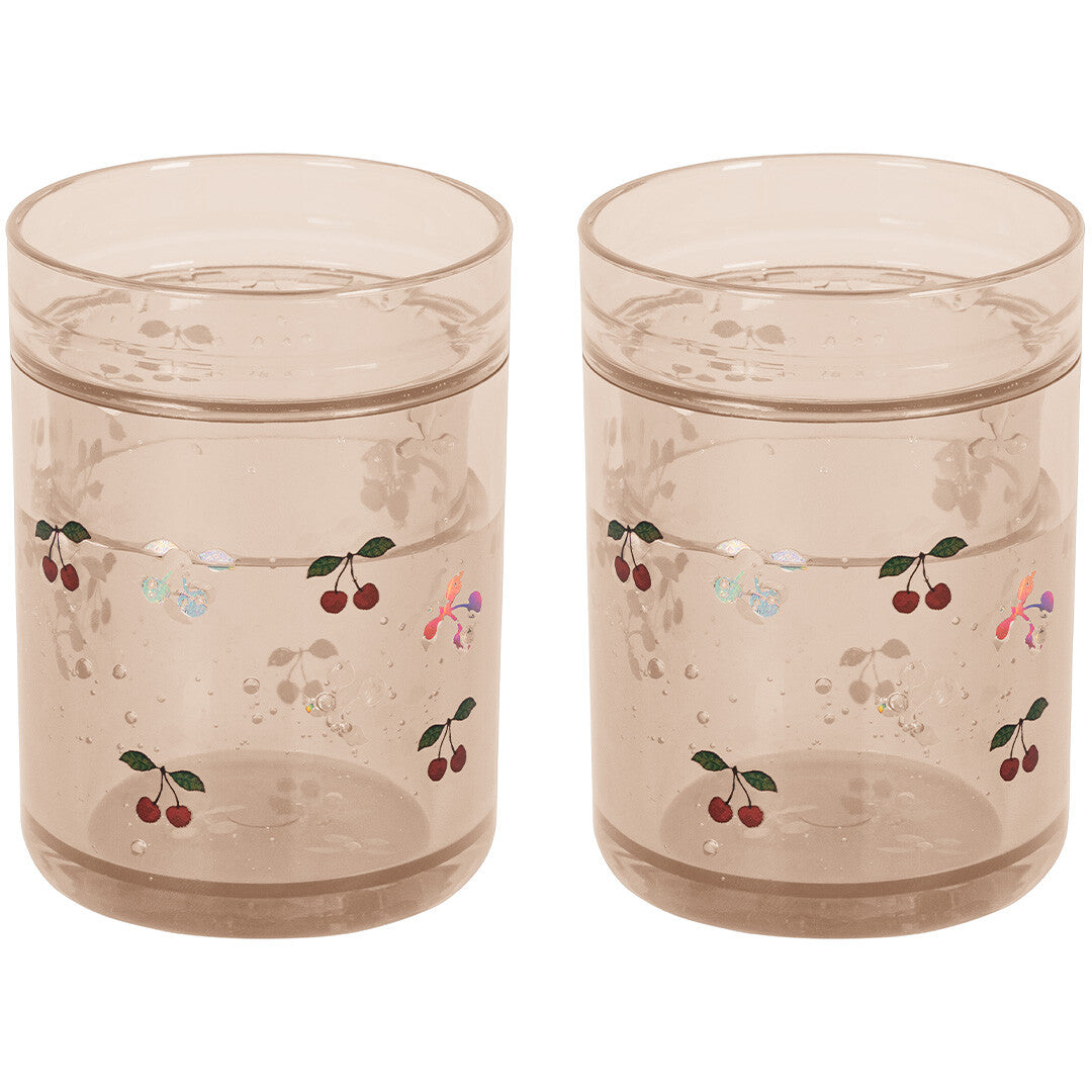 Konges sløjd kinderbekers met glitter - cherry - 2st