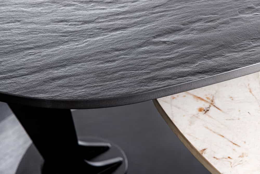 Design Couchtisch MOVEMENT schwarz rund drehbar Pandora Keramik Metallgestell
