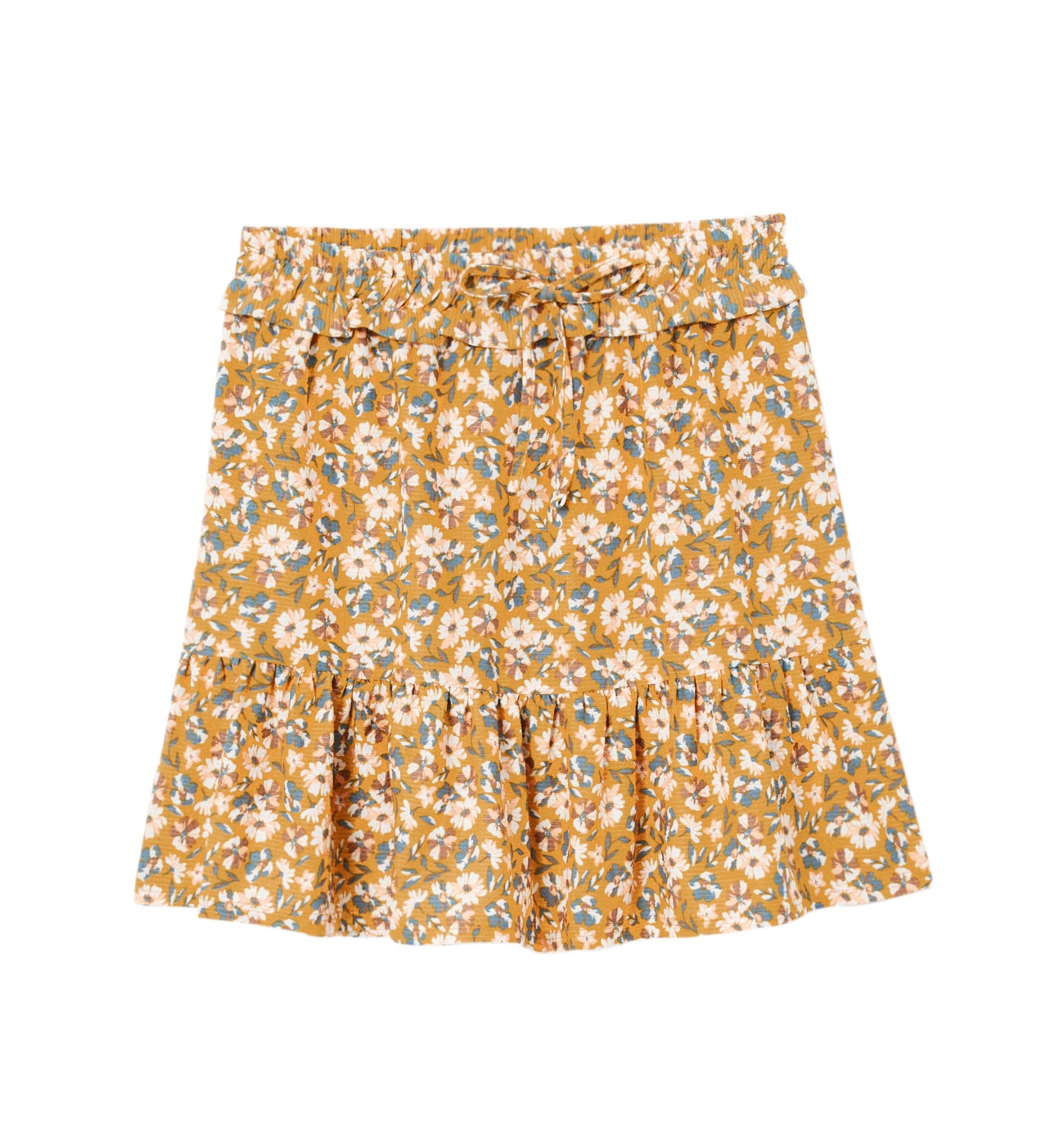 Jupe imprimée volantée Femme - Imprimé ocre