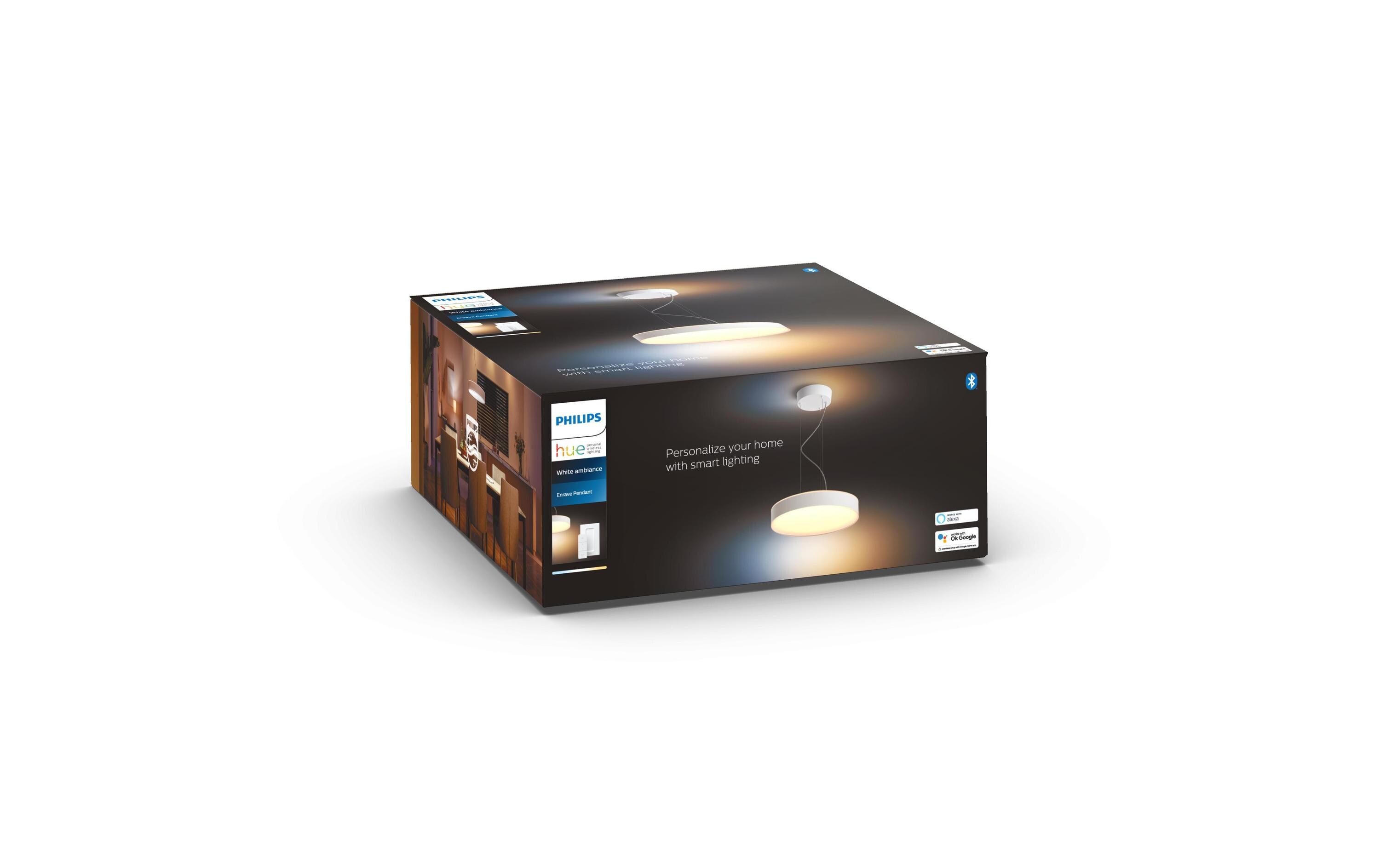 White Amb. Enrave Pendelleuchte weiss 3300 lm + Dimmschalter<br>Pendellampe steuerbar mit Philips Hue