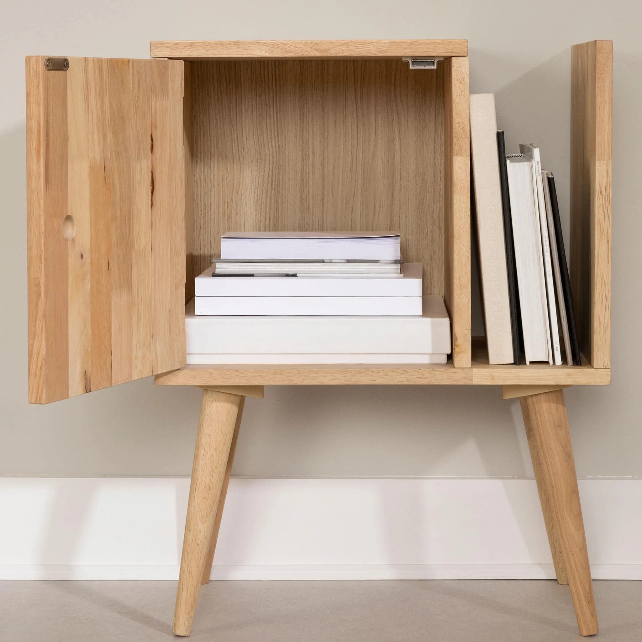 South Shore Table d'appoint en bois massif avec rangement - Kodali Bois naturel