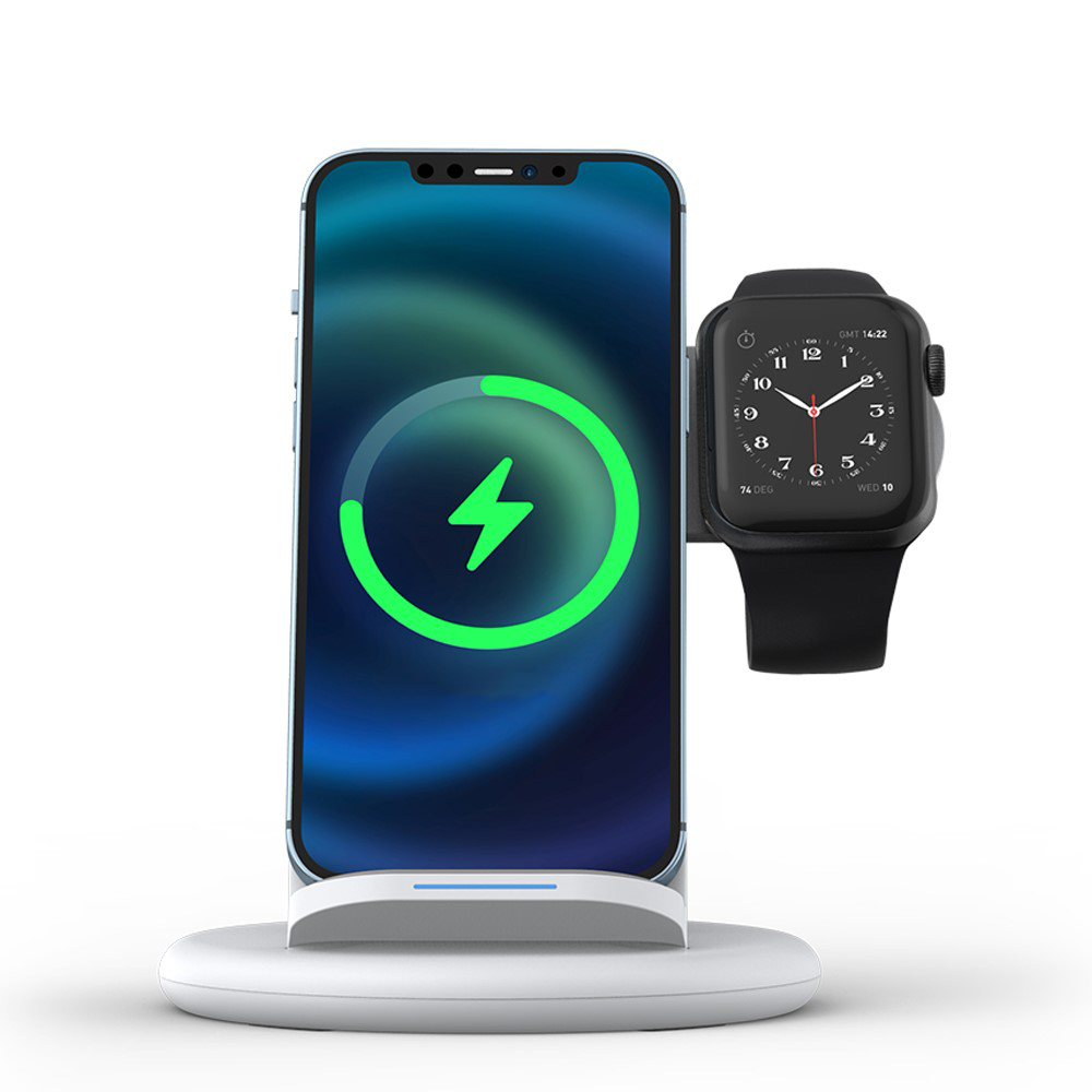 (15W) 3in1 Ladegerät Qi Wireless Charger für Apple iPhone / Apple Airpods / Apple Watch Ladestation - Weiss