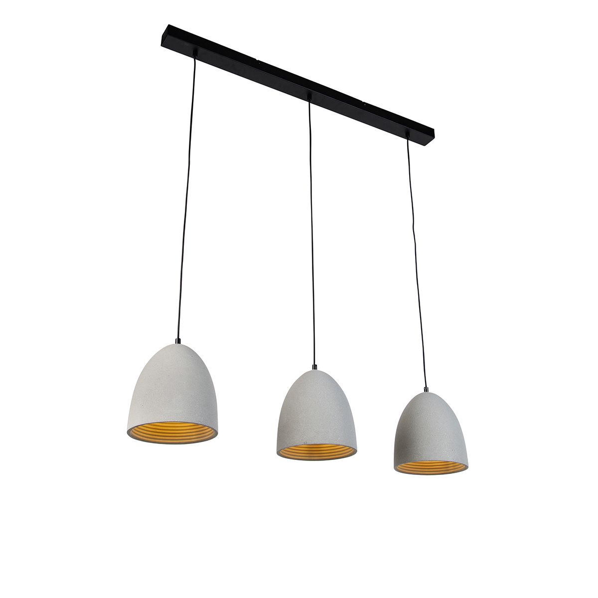 Moderne hanglamp zwart met grijs beton 3-lichts - Eton