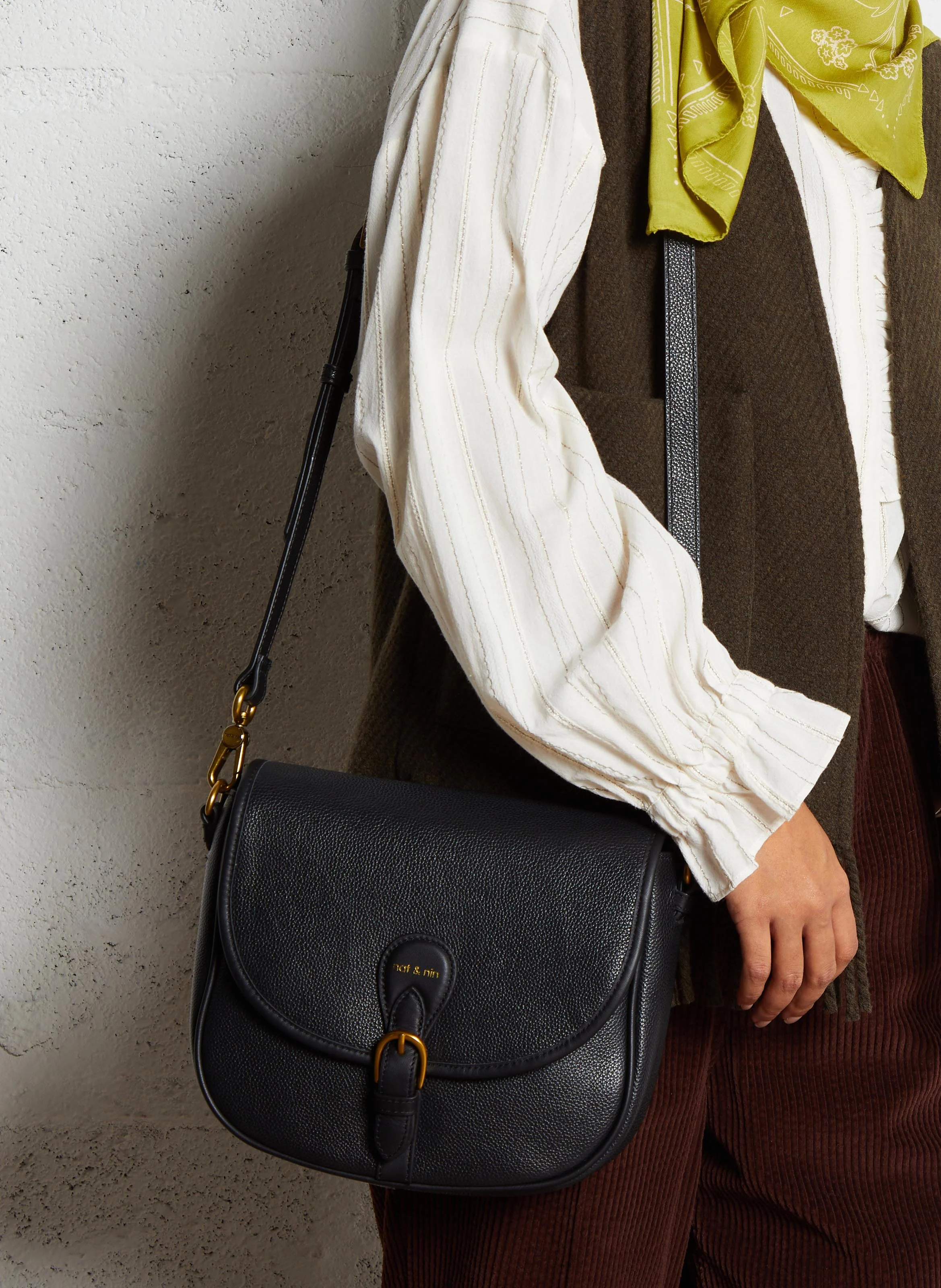 OLIVIA - Sac bandoulière besace en cuir | Noir
