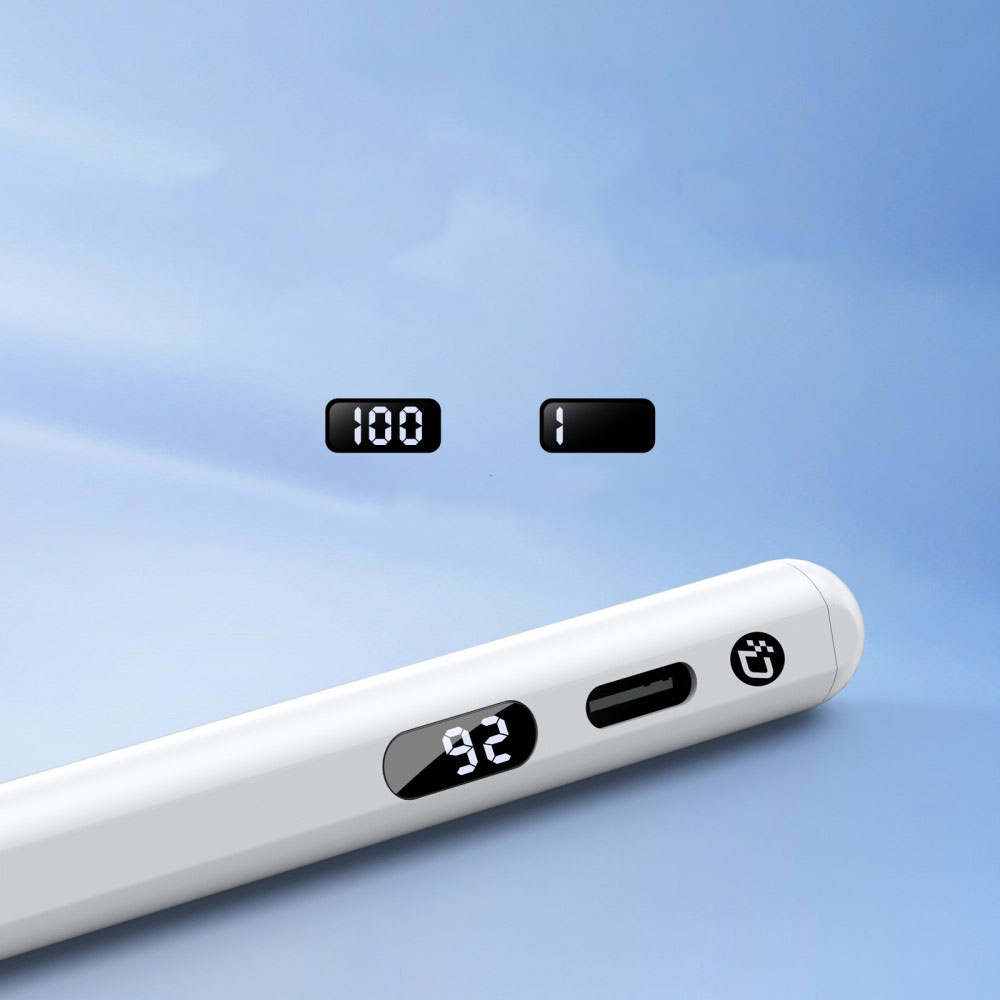 Magnetischer Touch Pen Stylus Pencil Handballenerkennung mit Akku Displayanzeige für iPad - Weiss
