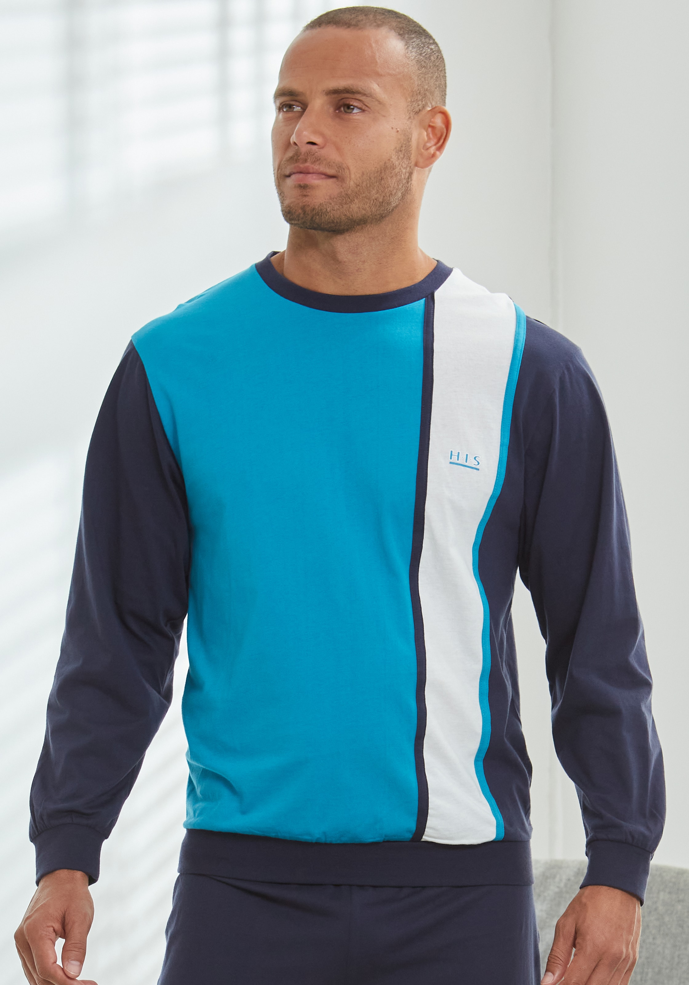 H.I.S Pyjama »Schlafanzug für Herren«, 2 Stk. Schlafanzug mit breitem Streifen