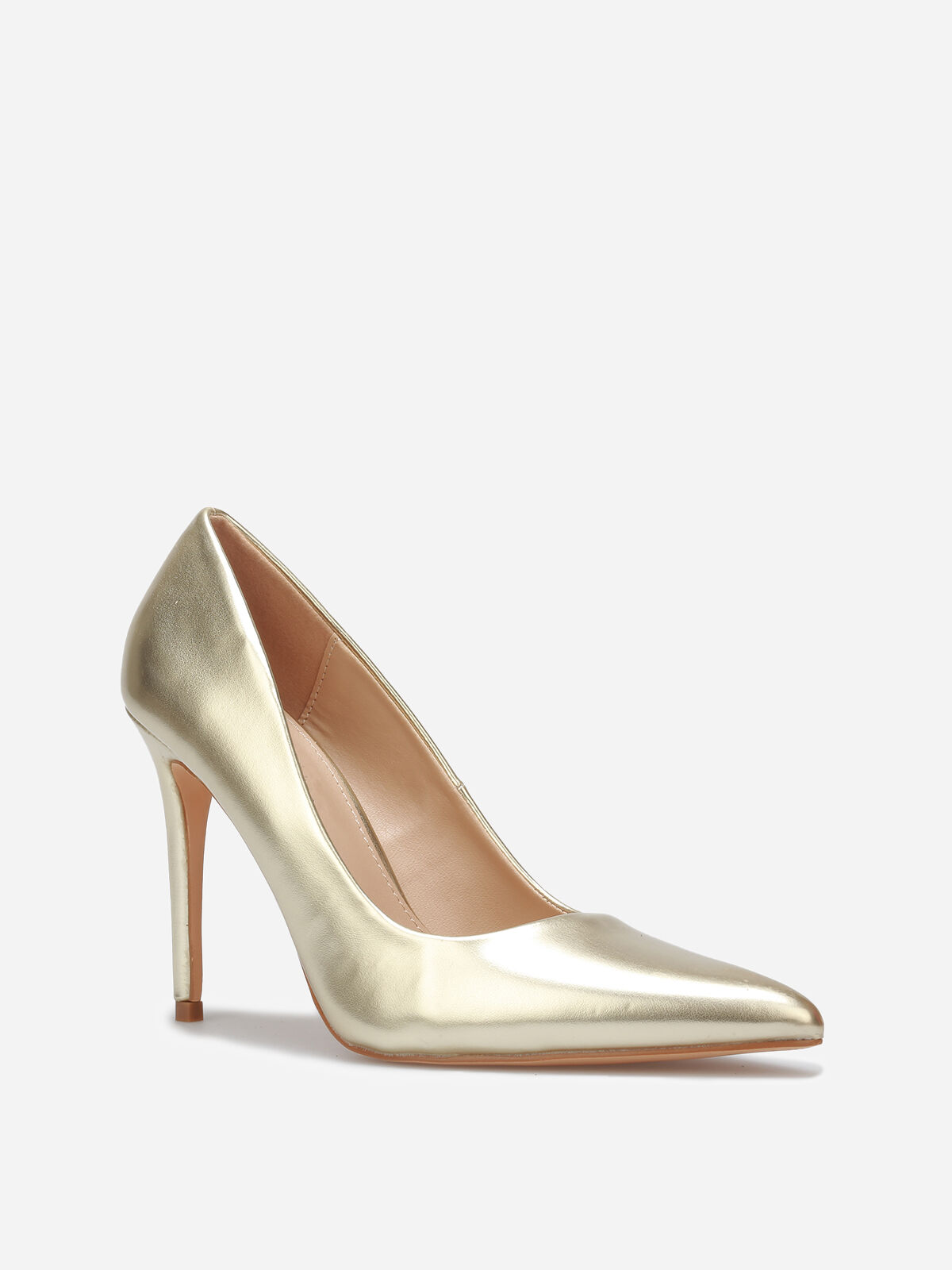 Stilettos pointus à talon aiguille- Doré