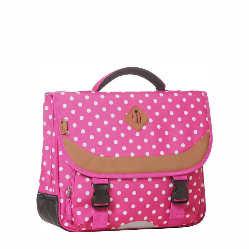 Cartable 38 cm Rose à pois blancs