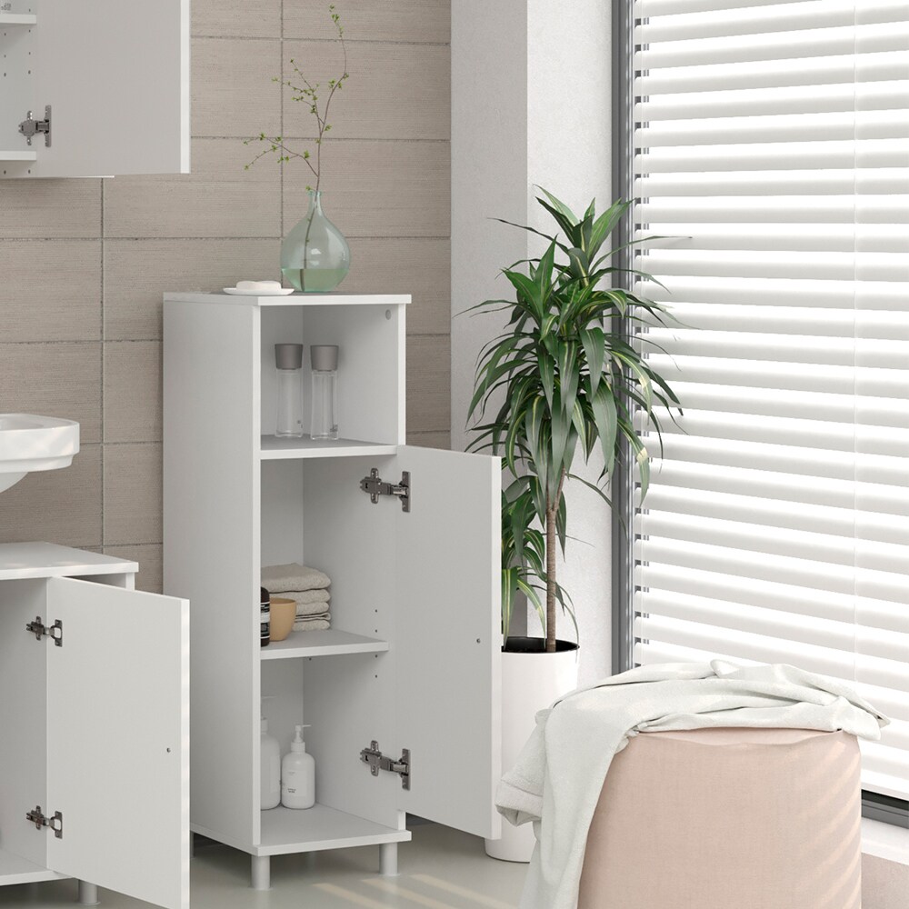 VICCO Badschrank FYNN Weiß - Midischrank Badezimmer Regal Badregal Badmöbel
