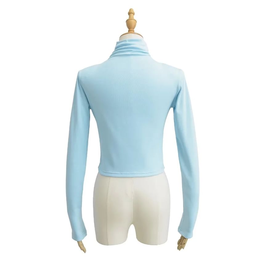 Asiris - T-shirt met lange mouwen en coltrui, effen en cropped