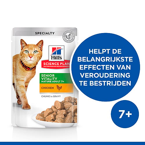 Hill's Science Plan Senior Vitality Adult 7+ Kattenvoer Kip & Rijst.