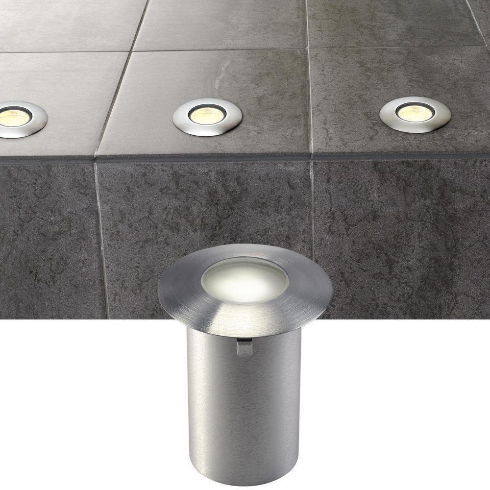 LED-inbouwspot Trail Light, 3000 K, warm wit, roestvrij staal 316, glas