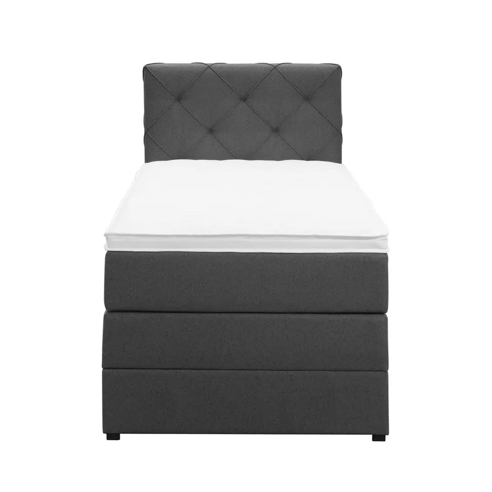 Boxspring met opbergruimte Liv geruit - antraciet - 90x200 cm