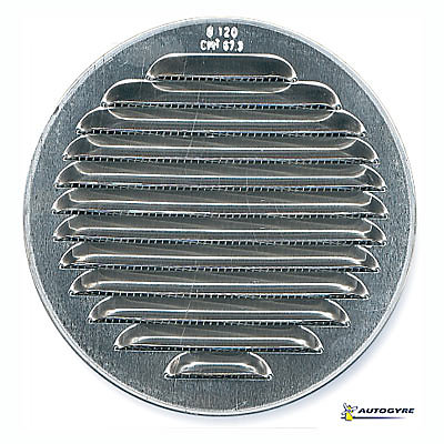 Grille d'aération métal Autogyre à persiennes avec moutiquaire brut Ø120 mm