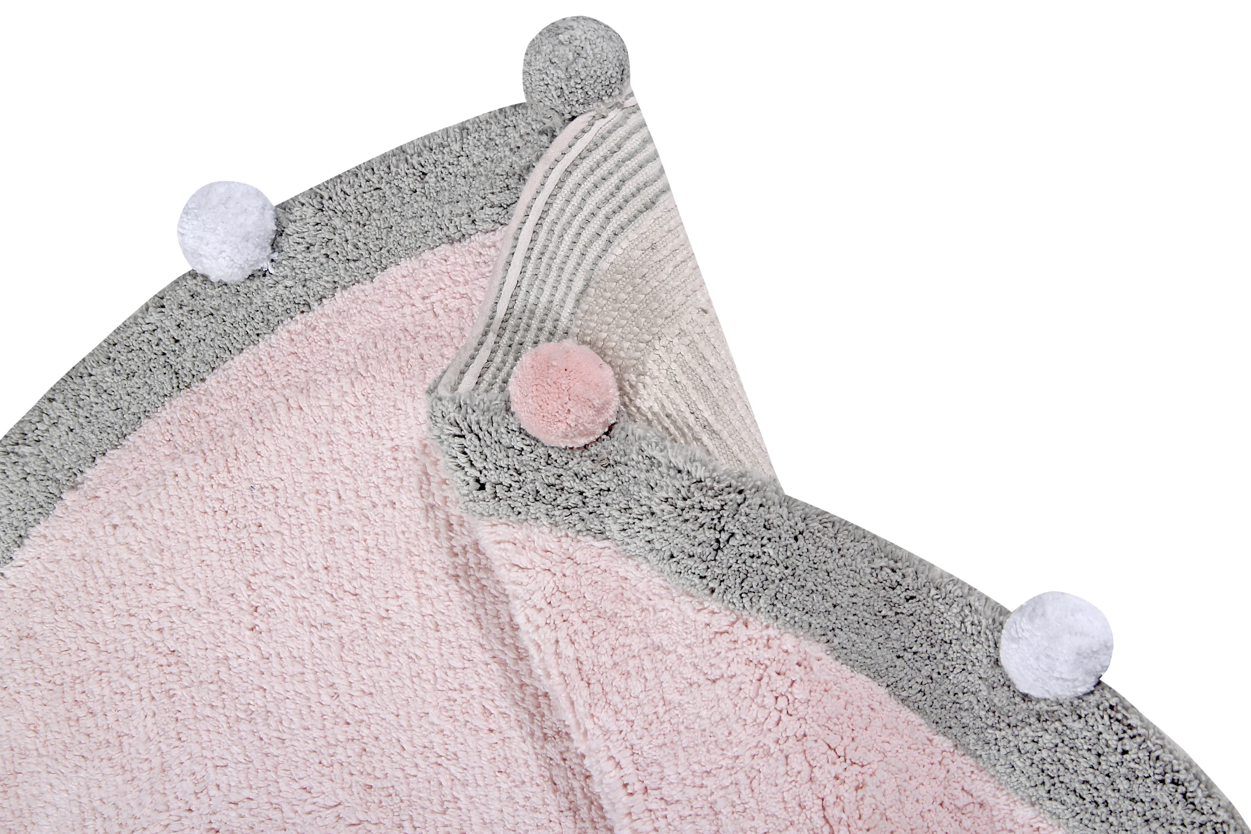 PÉTILLANT - Tapis rond lavable en coton | Rose