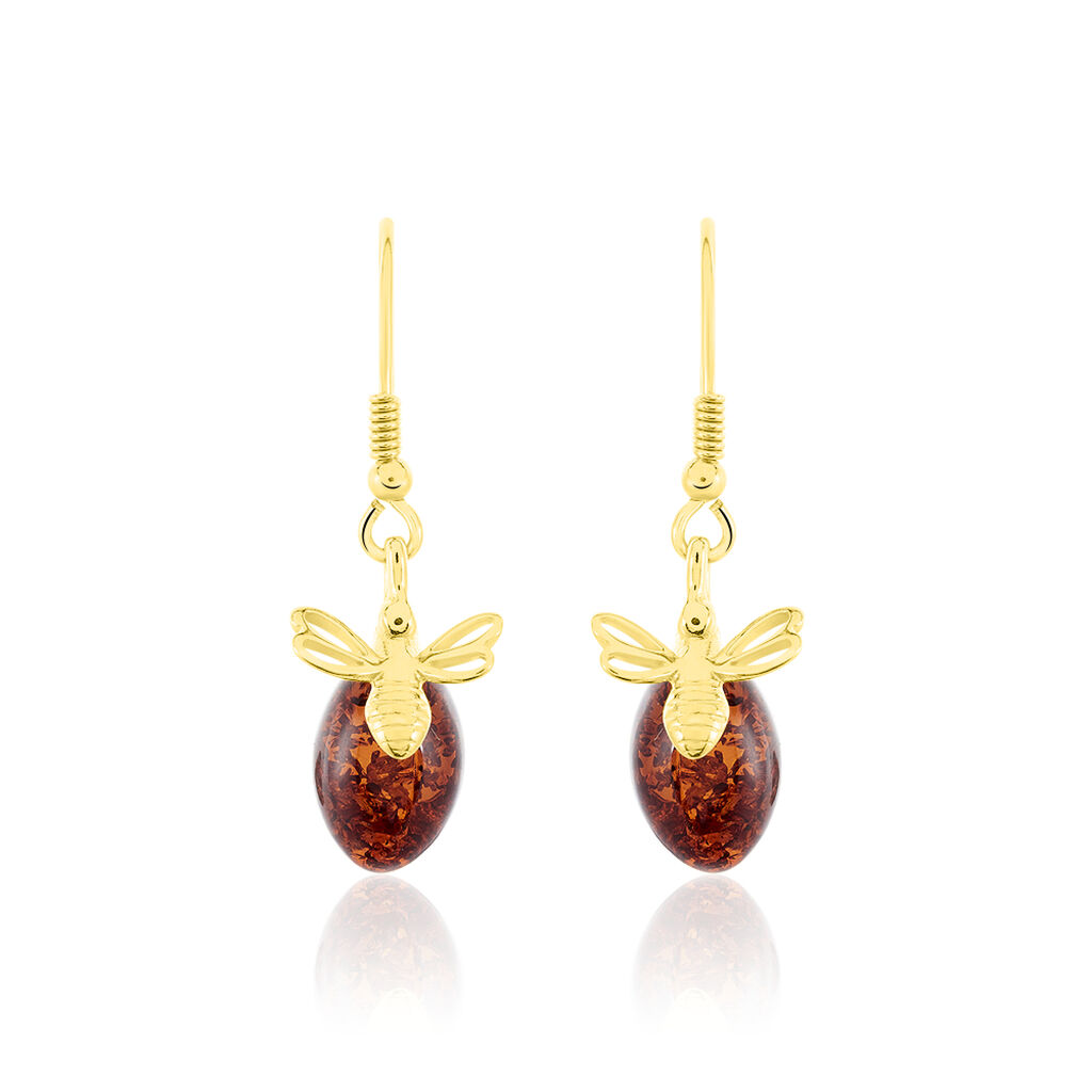 Boucles D'oreilles Pendantes Lyla Argent Jaune Ambre