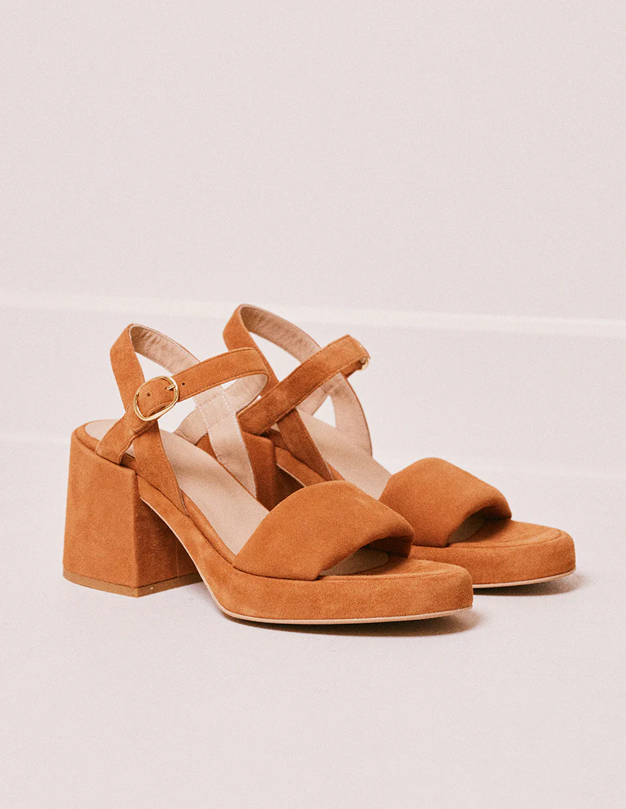 Sandales à talons Rachelle - Suède cognac