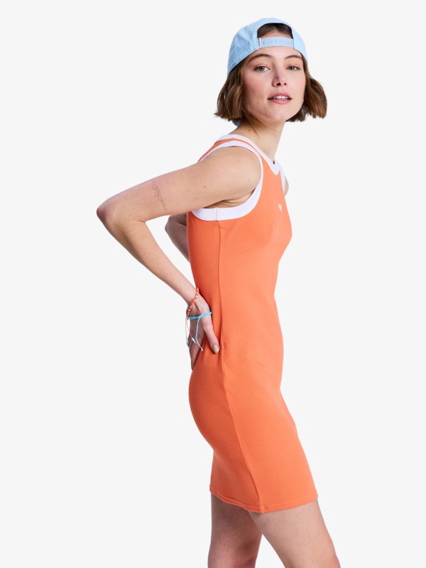 Iconic Days Robe sans manches en maille côtelée Orange Femme