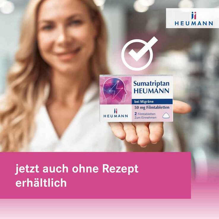 Sumatriptan Heumann bei Migräne 50 mg Filmtabletten , 2 St