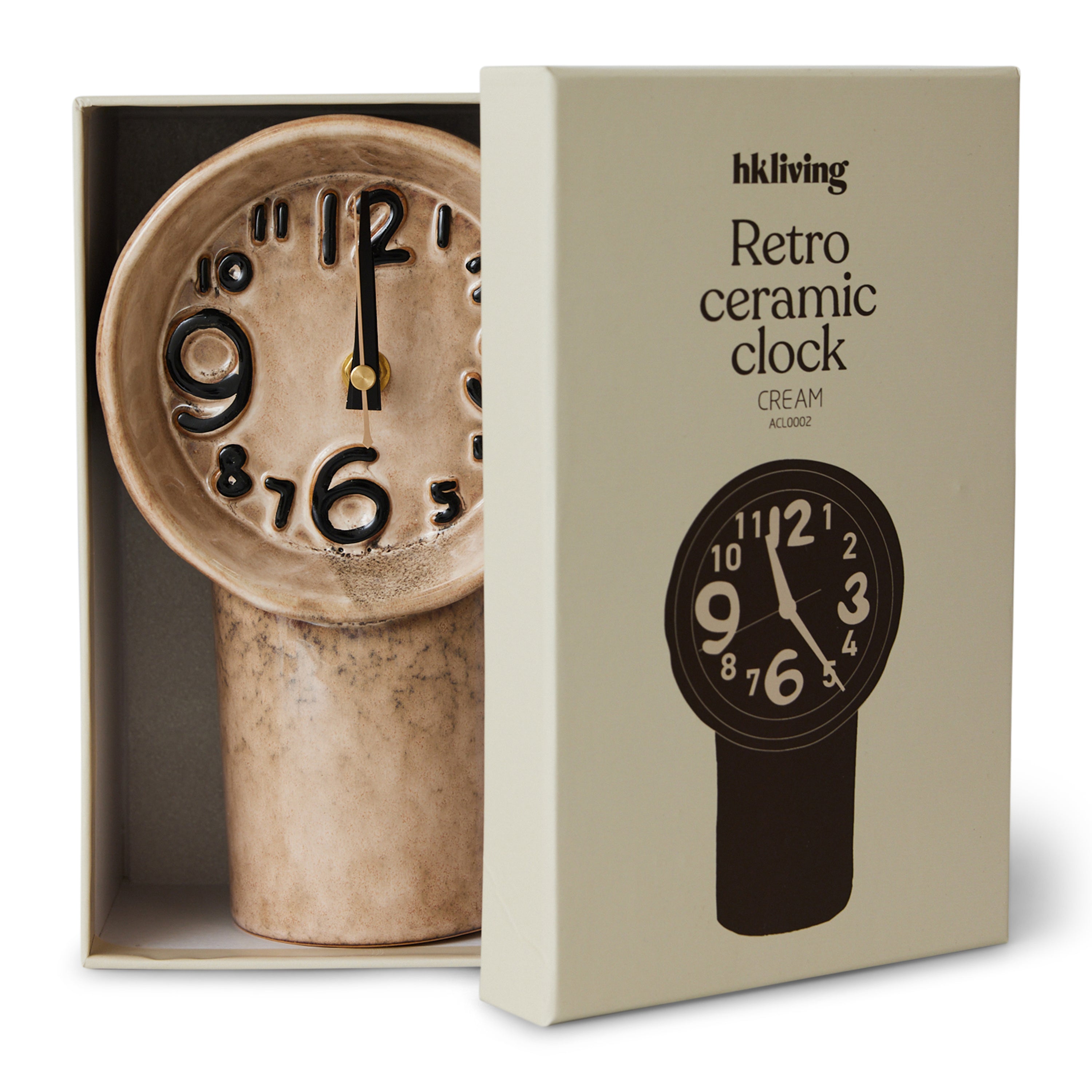 HKliving Retro Ceramics Tafelklok - Cream