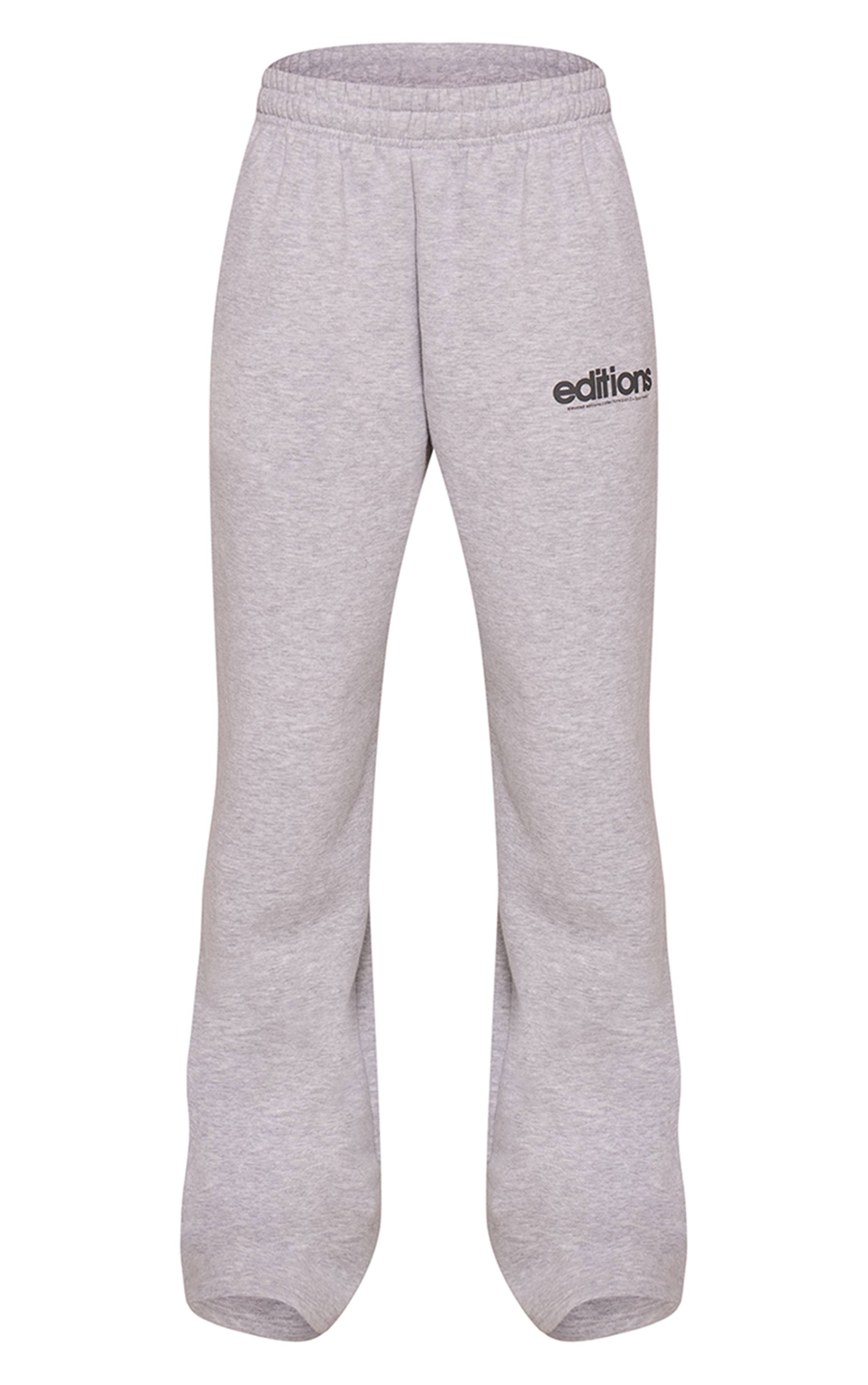 Gris Chiné Jogging Droit Imprimé Editions Gris Chiné
