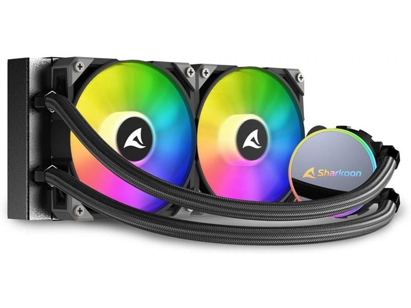 Sharkoon Wasserkühlung S70 RGB Kompakte All-in-One-Wasserkühlung mit einem 240-Millimeter-Radiator
