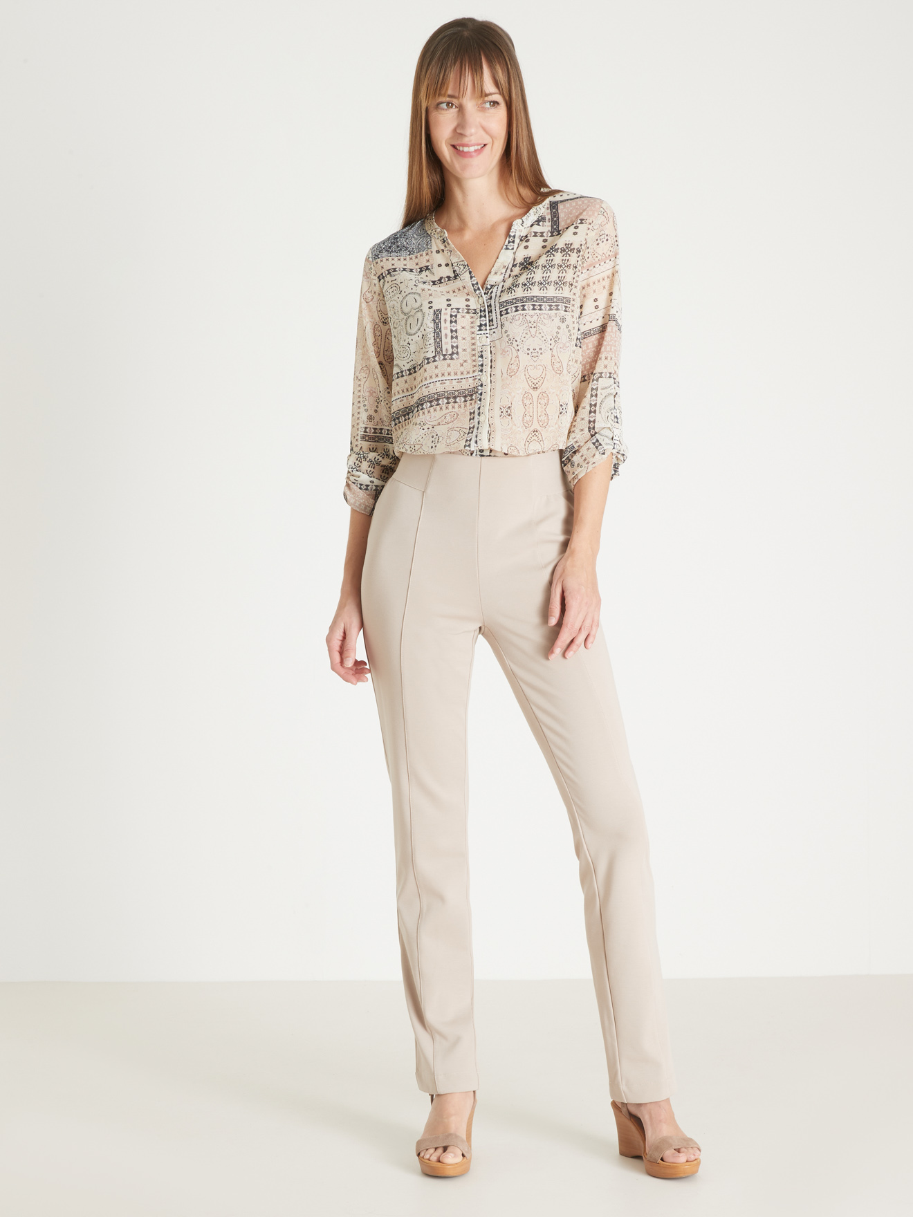 Pantalon élastiqué en maille milano