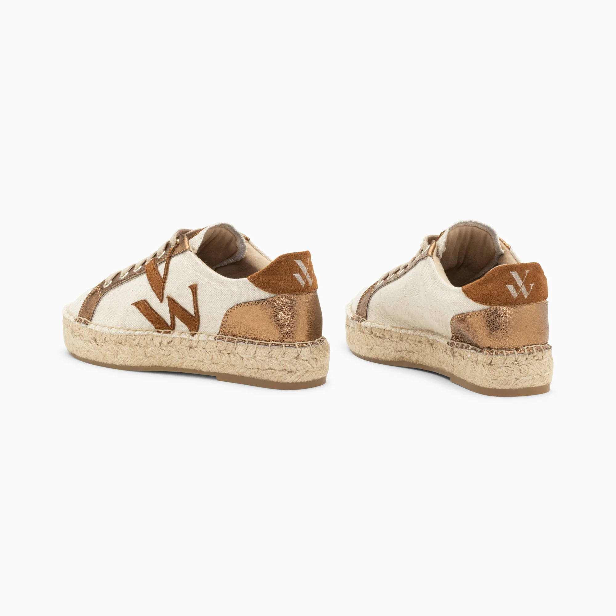 Sneakers-Baskets monogramme Aurore café et bronze à semelle espadrille