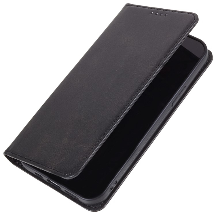 iPhone 16e Leder Tasche Flip Cover mit Kartenfächer im Vintage Look - Schwarz