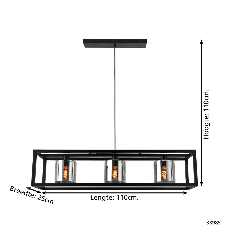 EGLOBrislingHanglamp-E27-110cm-Zwart