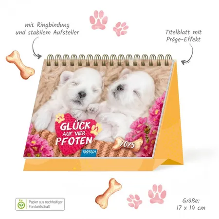 Trötsch Aufstellkalender 2025 Glück auf 4 Pfoten