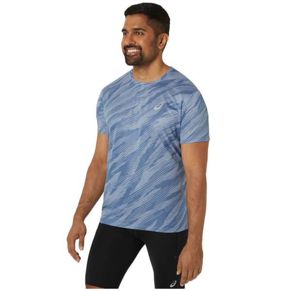 T-shirt running ASICS CORE ALL OVER PRINT SS TOP LIGHT LIGHT NAVY/DENIM BLUE