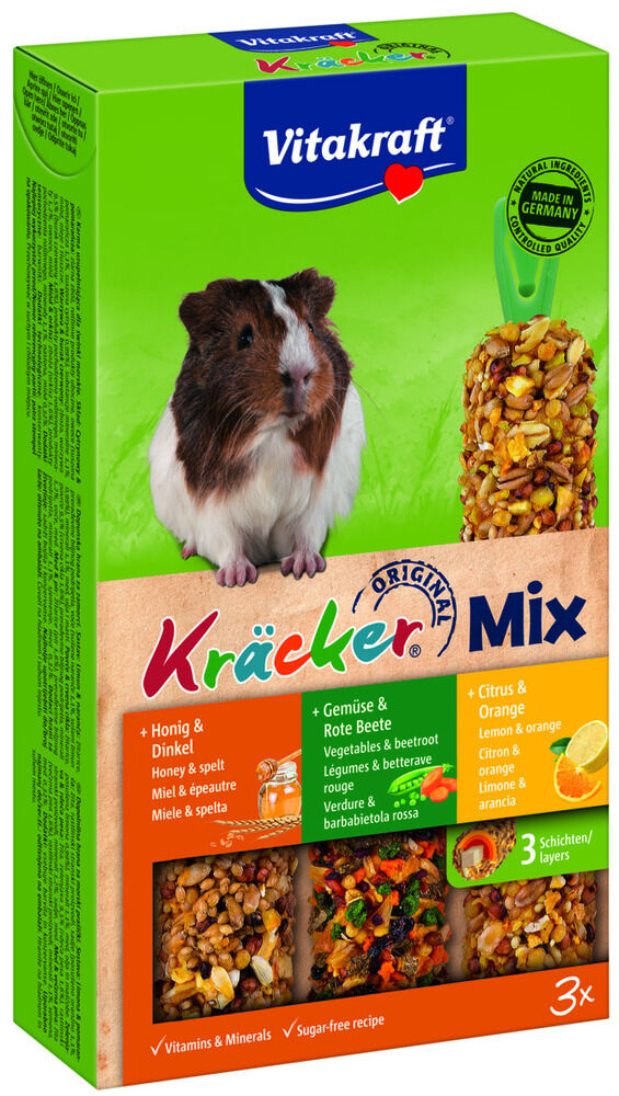 Vitakraft Kräcker Triomix - Caviasnack - 3 Stuks - groente