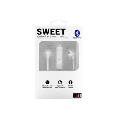 T'nB SWEET - Kit main libre - Ecouteurs filaire avec micro - intra-auriculaire - balnc
