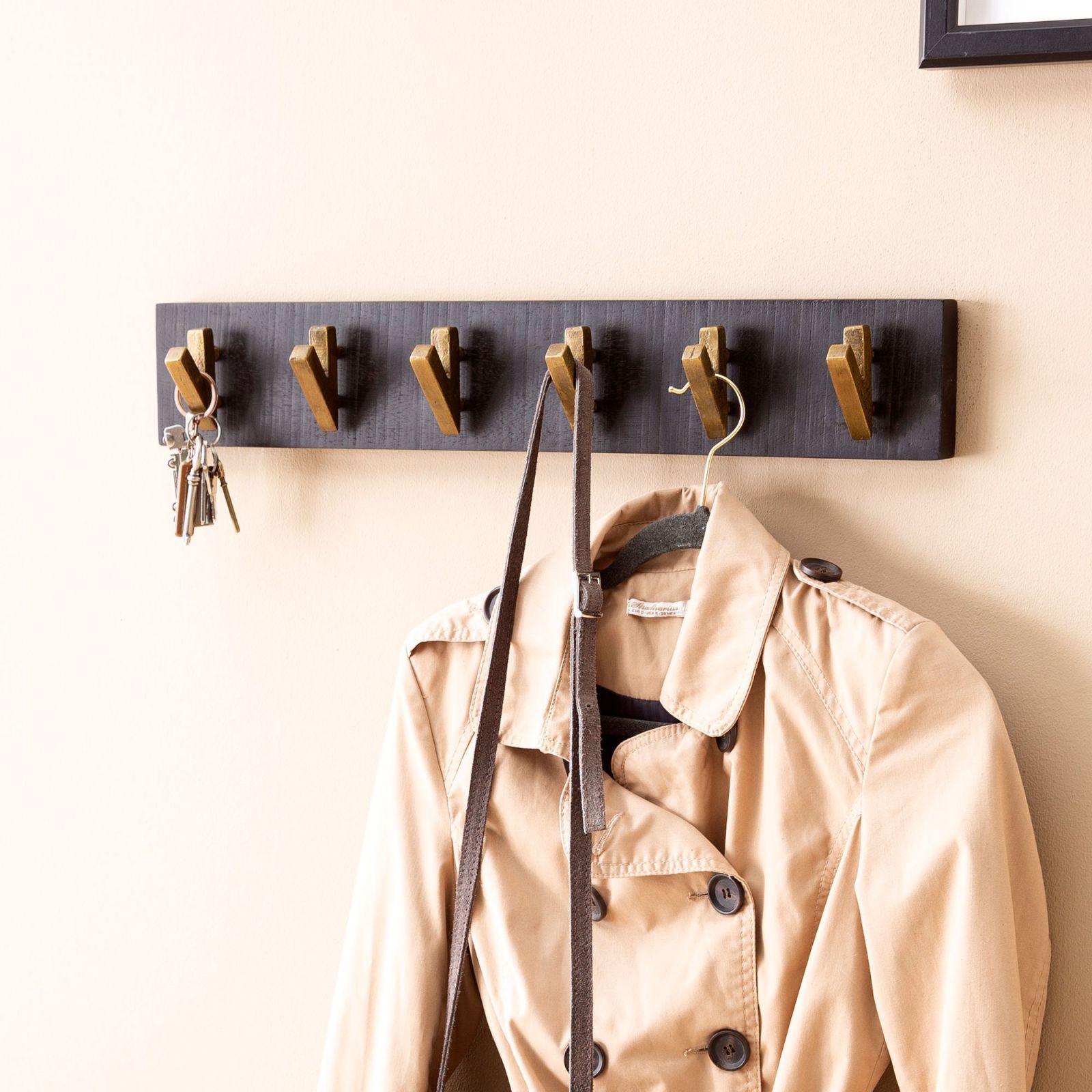 Wandgarderobe - schwarz - Mango massiv - 60 cm