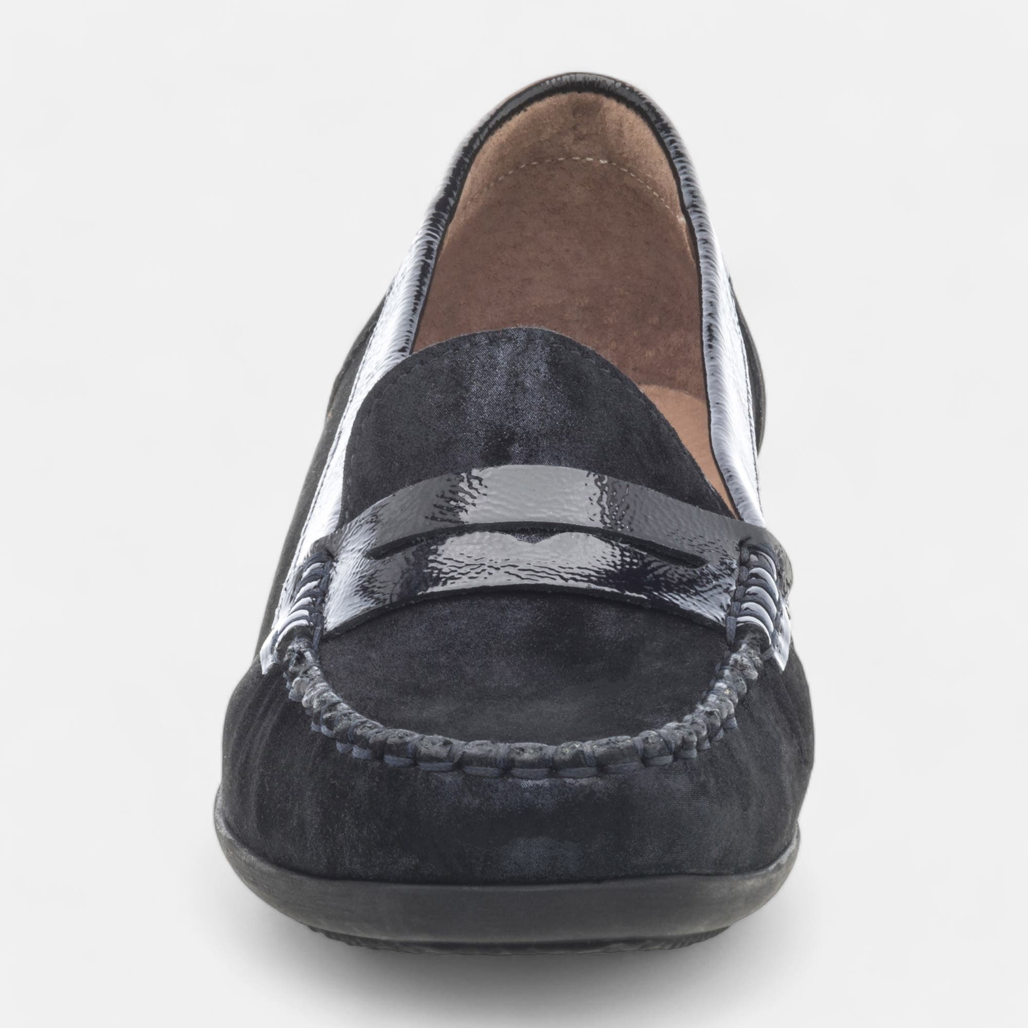 Mocassins pieds sensibles Femme en cuir bleu marine