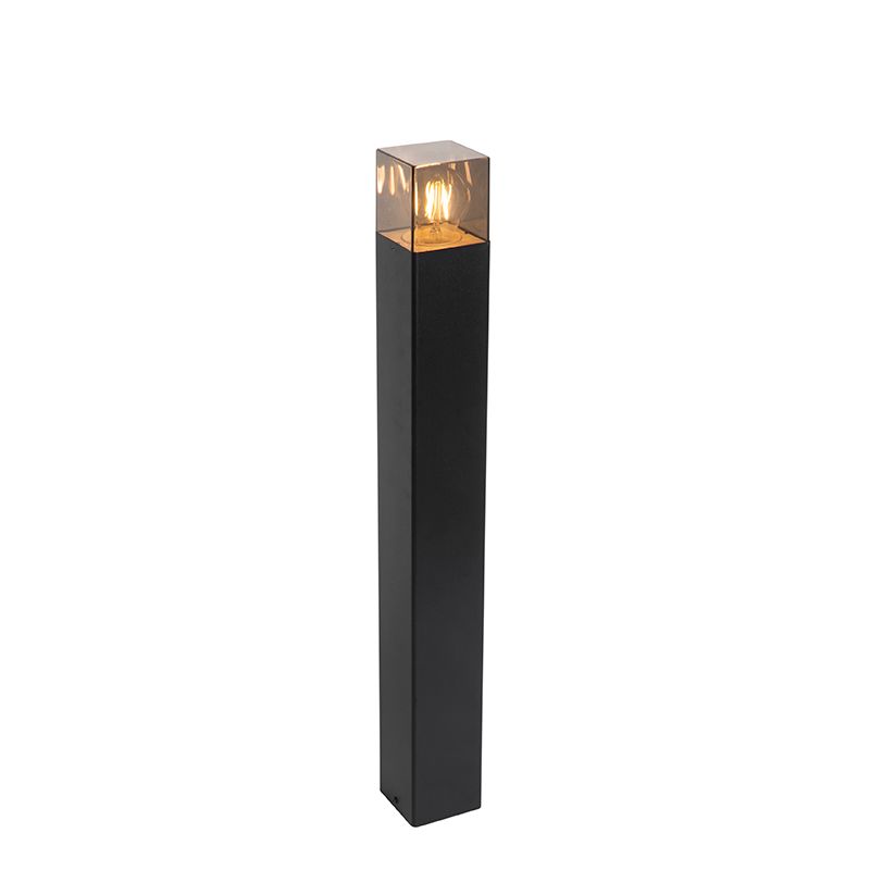 Staande buitenlamp zwart 70 cm IP44 met smoke glass - Denmark