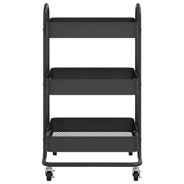 vidaXL Kjøkkentralle 3 etasjer svart 43x34x79 cm jern