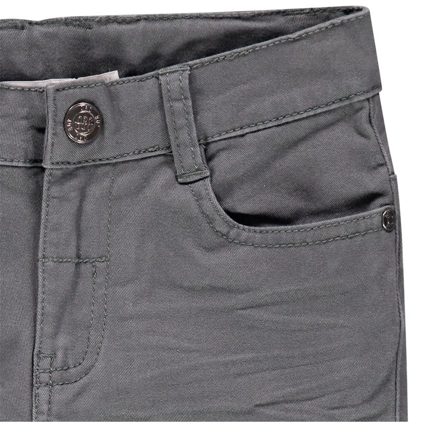 Pantalon à poches uni effet used et crinkle - Gris chiné