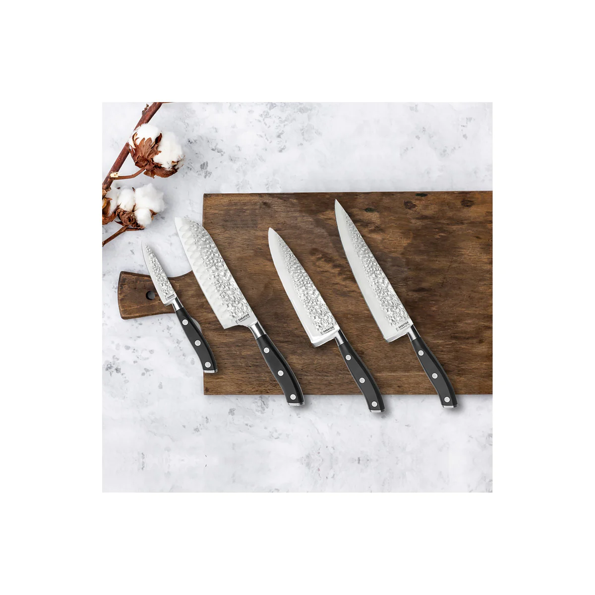 Carbon - Couteau de chef 20 cm martelé avec protection de lame Sabatie