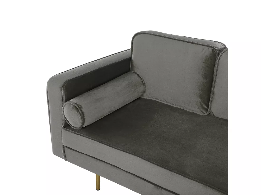Méridienne en velours gris taupe côté droite MIRAMAS