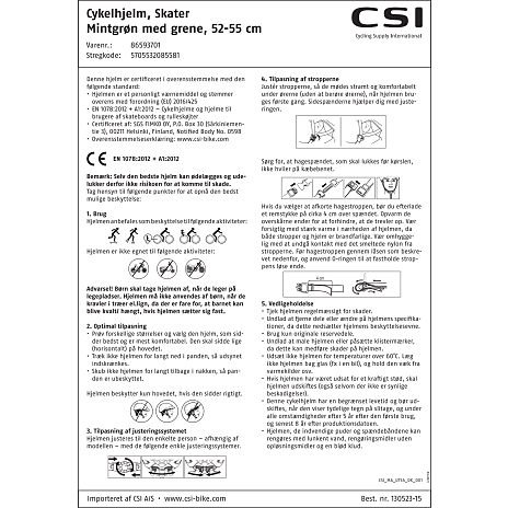 CSI Skaterhjelm, mint med lyserød