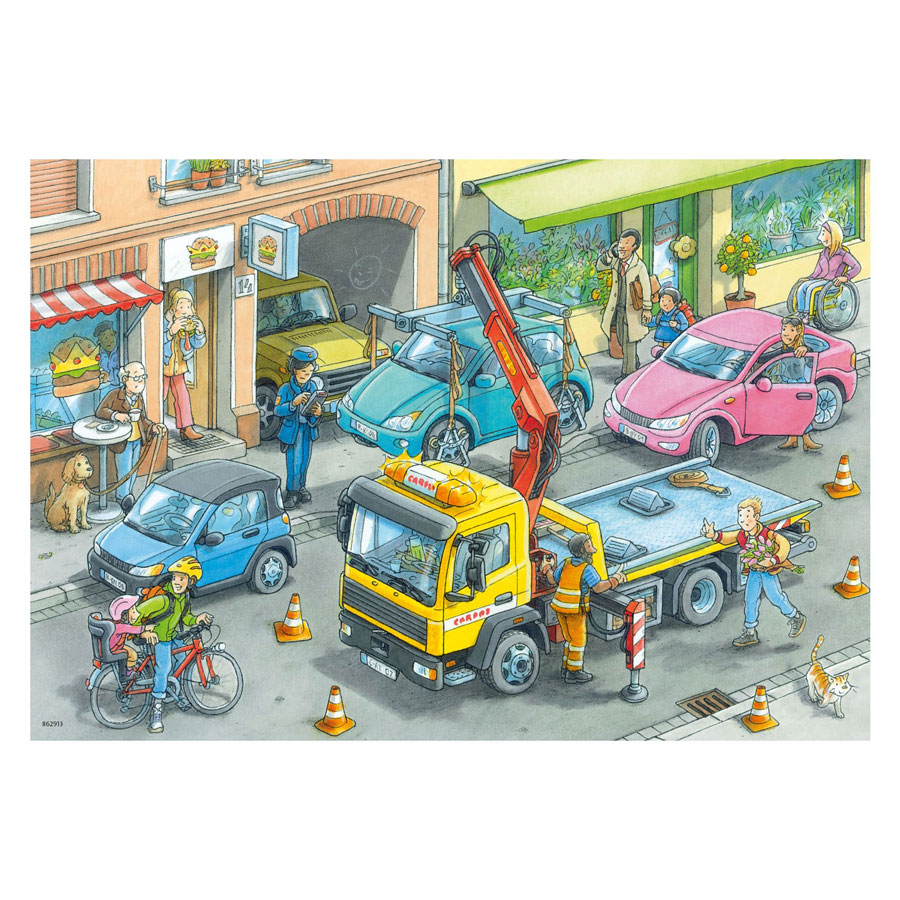 Legpuzzel Vuilniswagen en Sleepwagen, 2x24st.