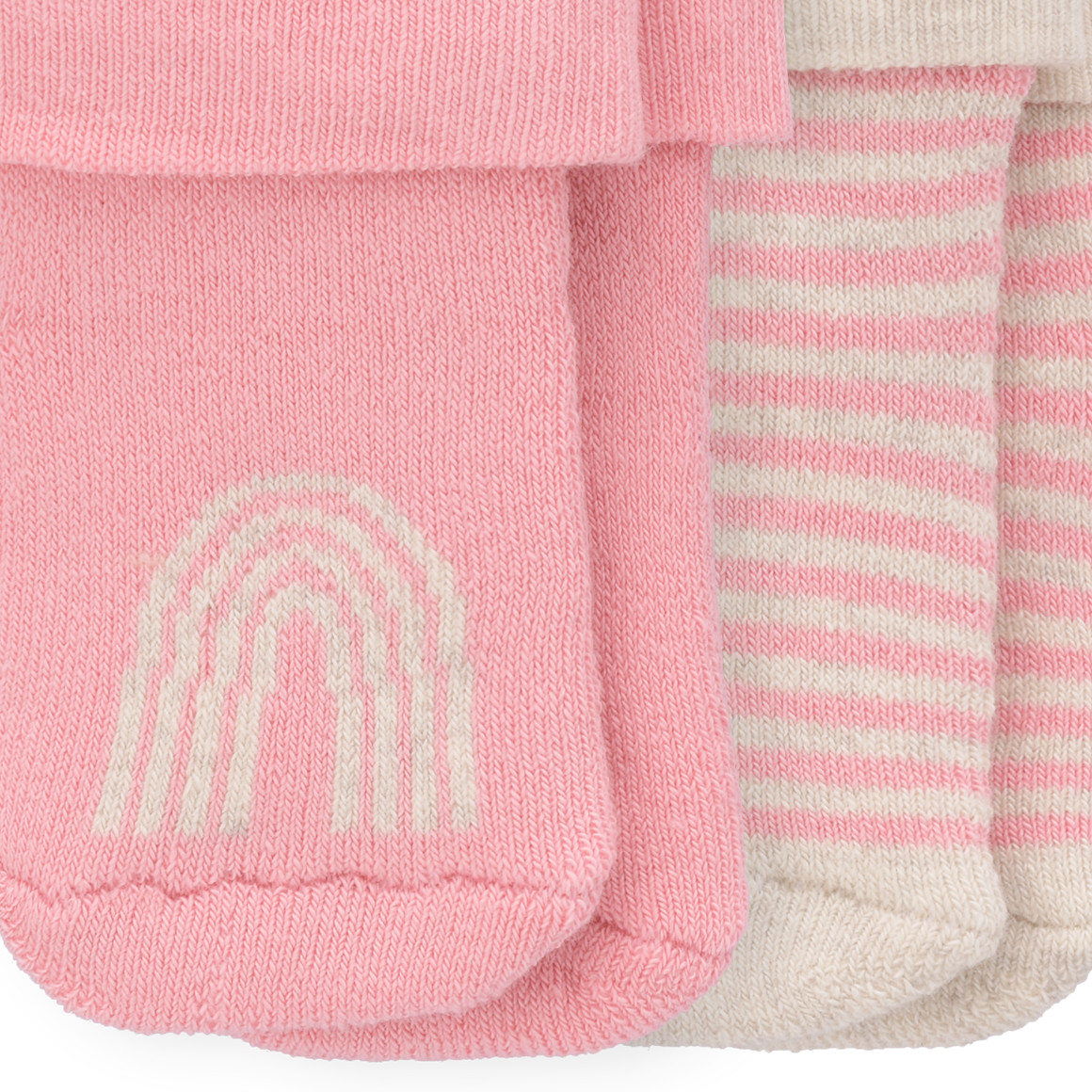 Topomini 2 Paar Newborn Socken mit Frottee rosa / hellbeige