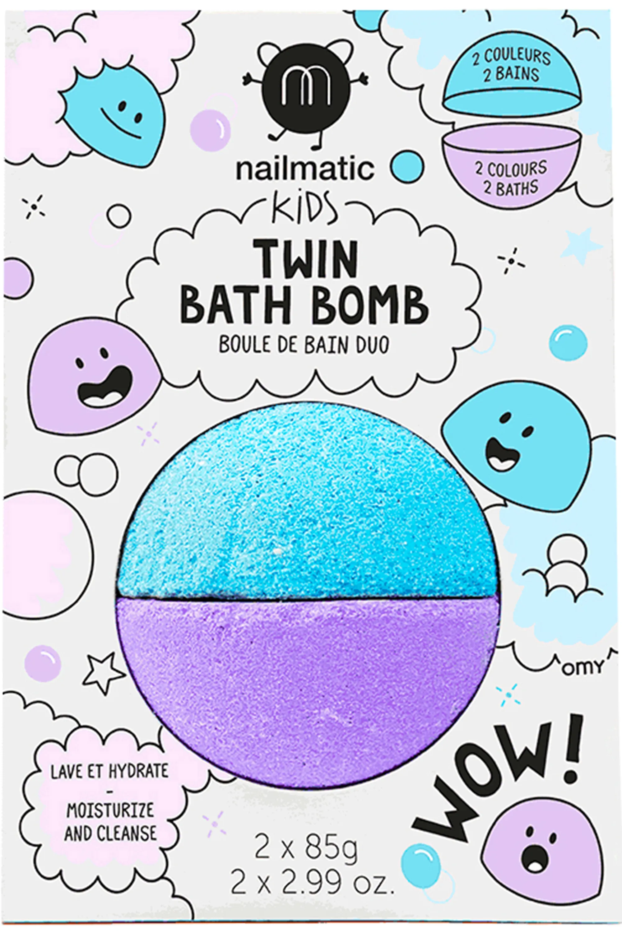 Nailmatic Boule de bain 2-en-1 bleu & violet-174 g