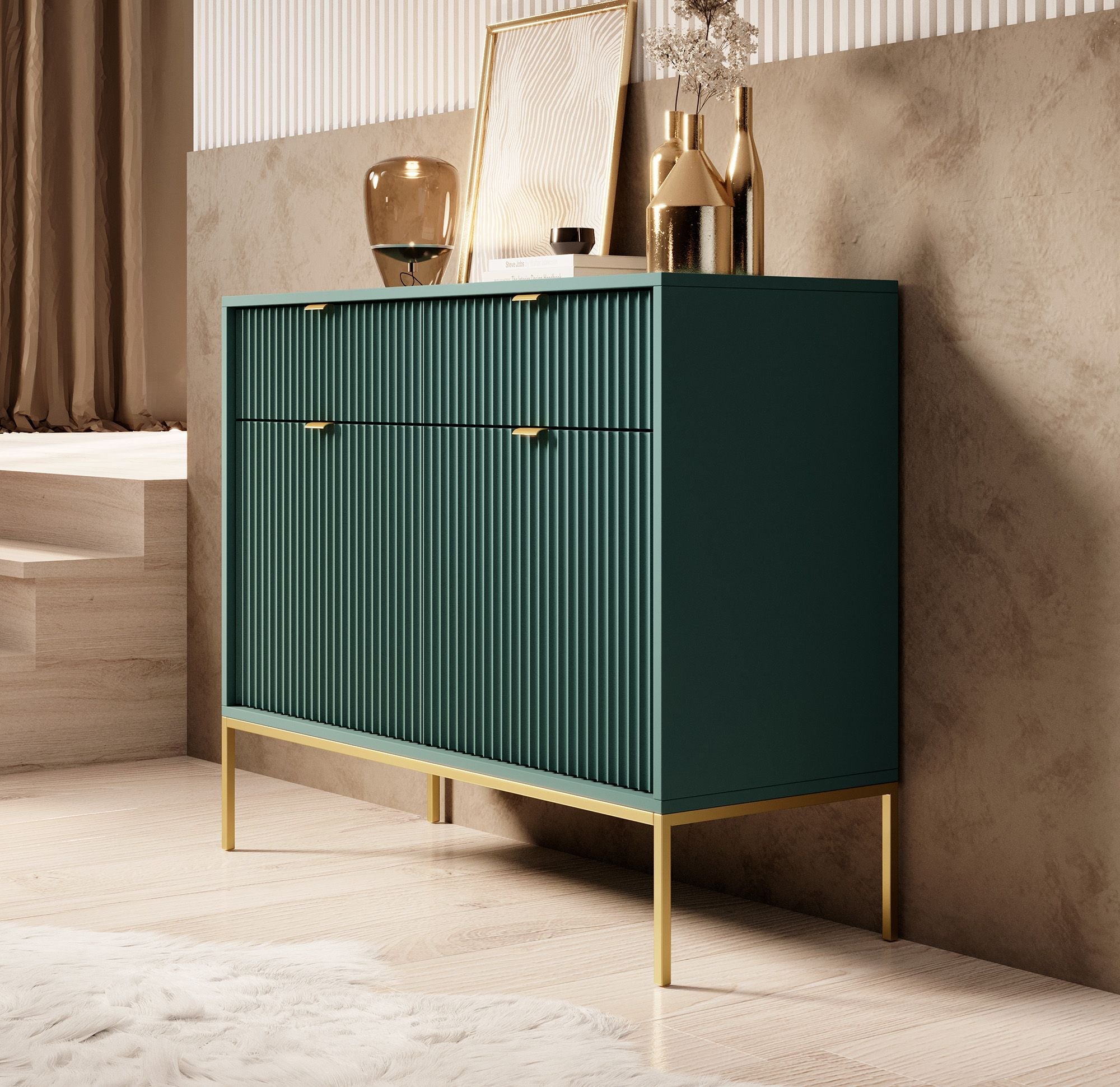 Meubella - Dressoir Navil 2 - Groen - 104 cm