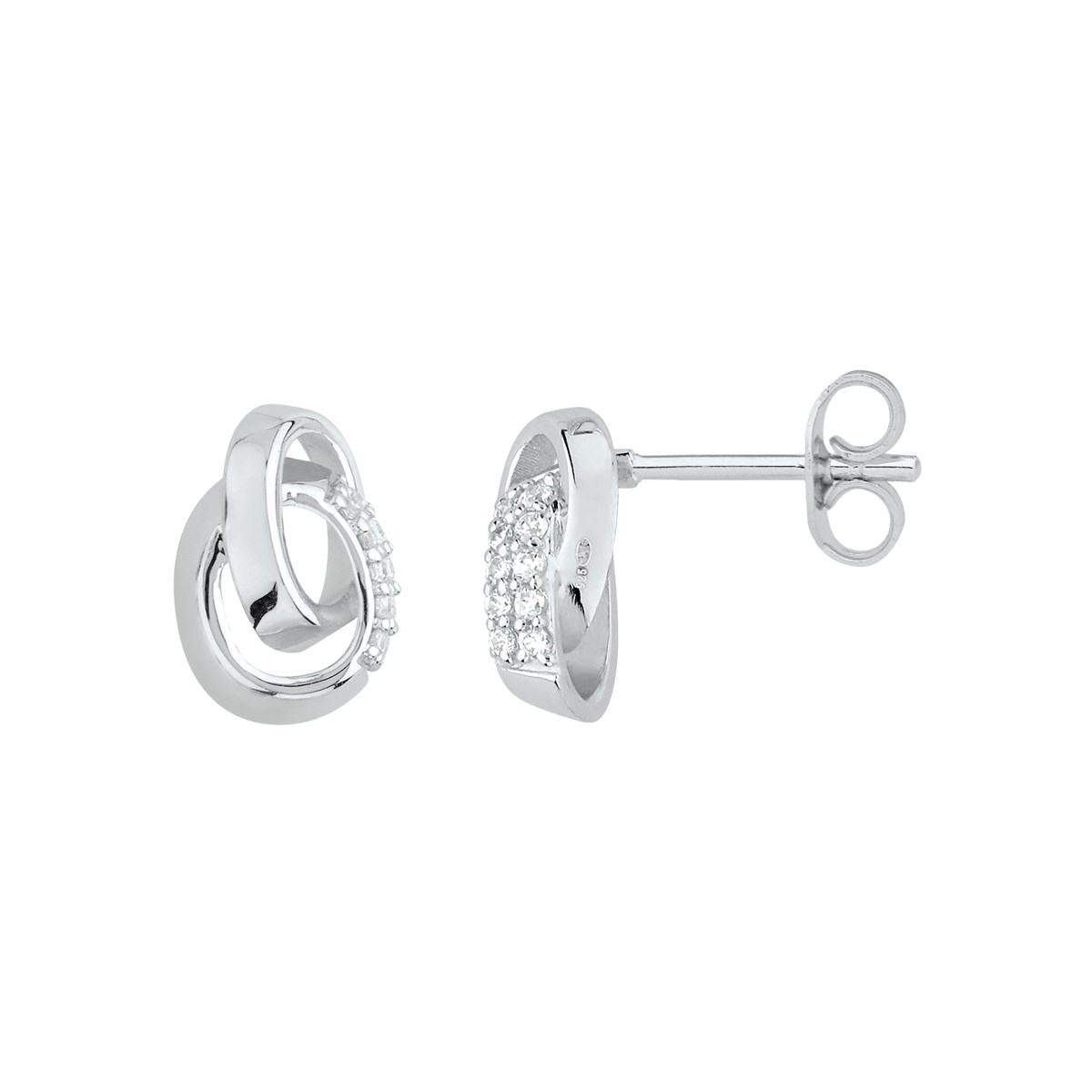 Boucles d'oreilles puces en Argent avec oxyde de zirconium blanc