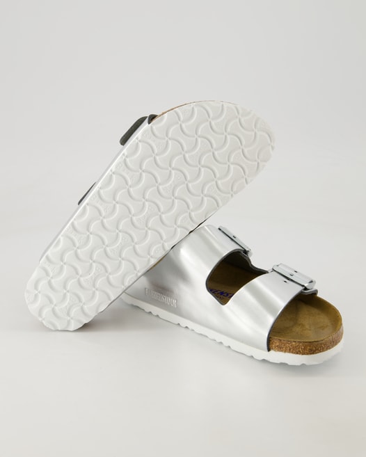 Birkenstock Arizona Weichbettung Pantoletten in Silber