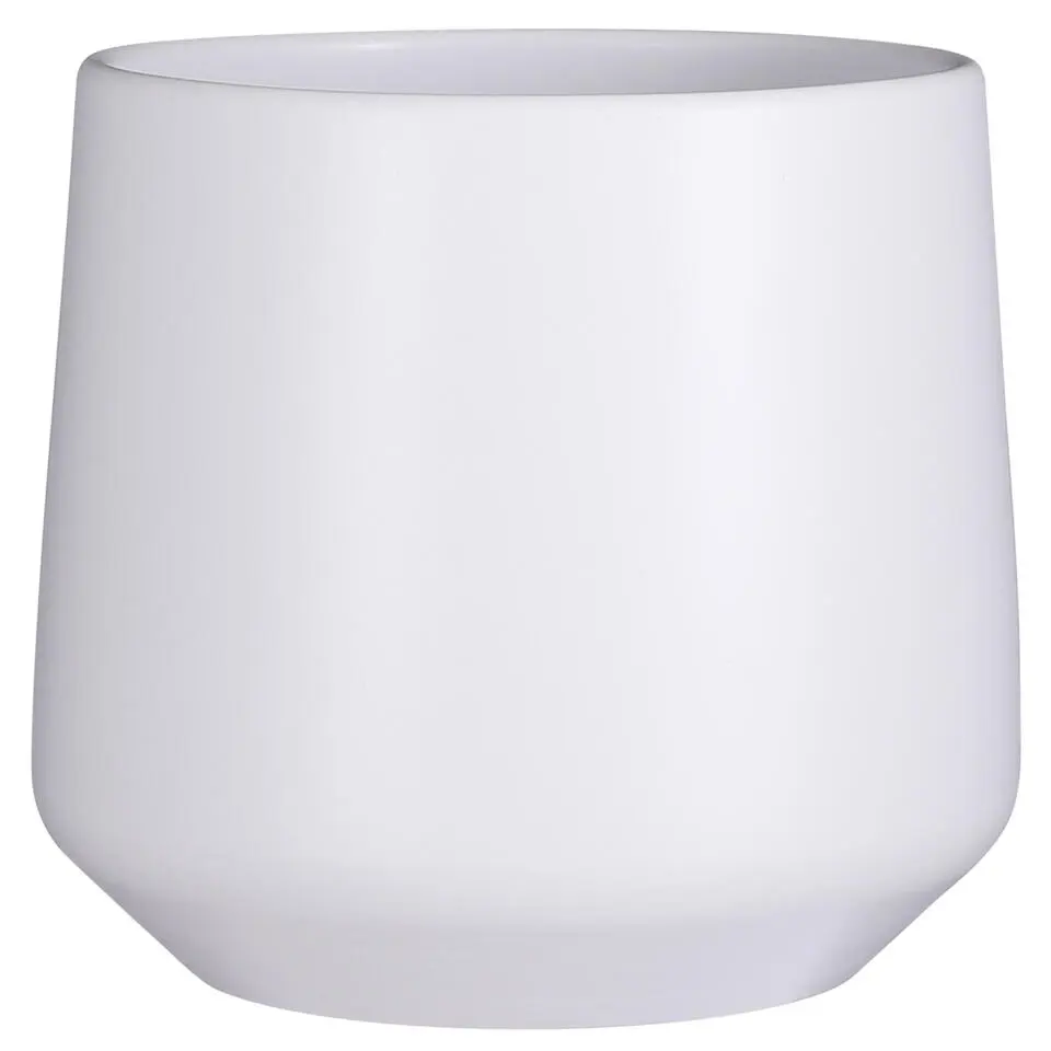 Mica Decorations Bloempot - wit - mat - keramiek - H26/D28 cm