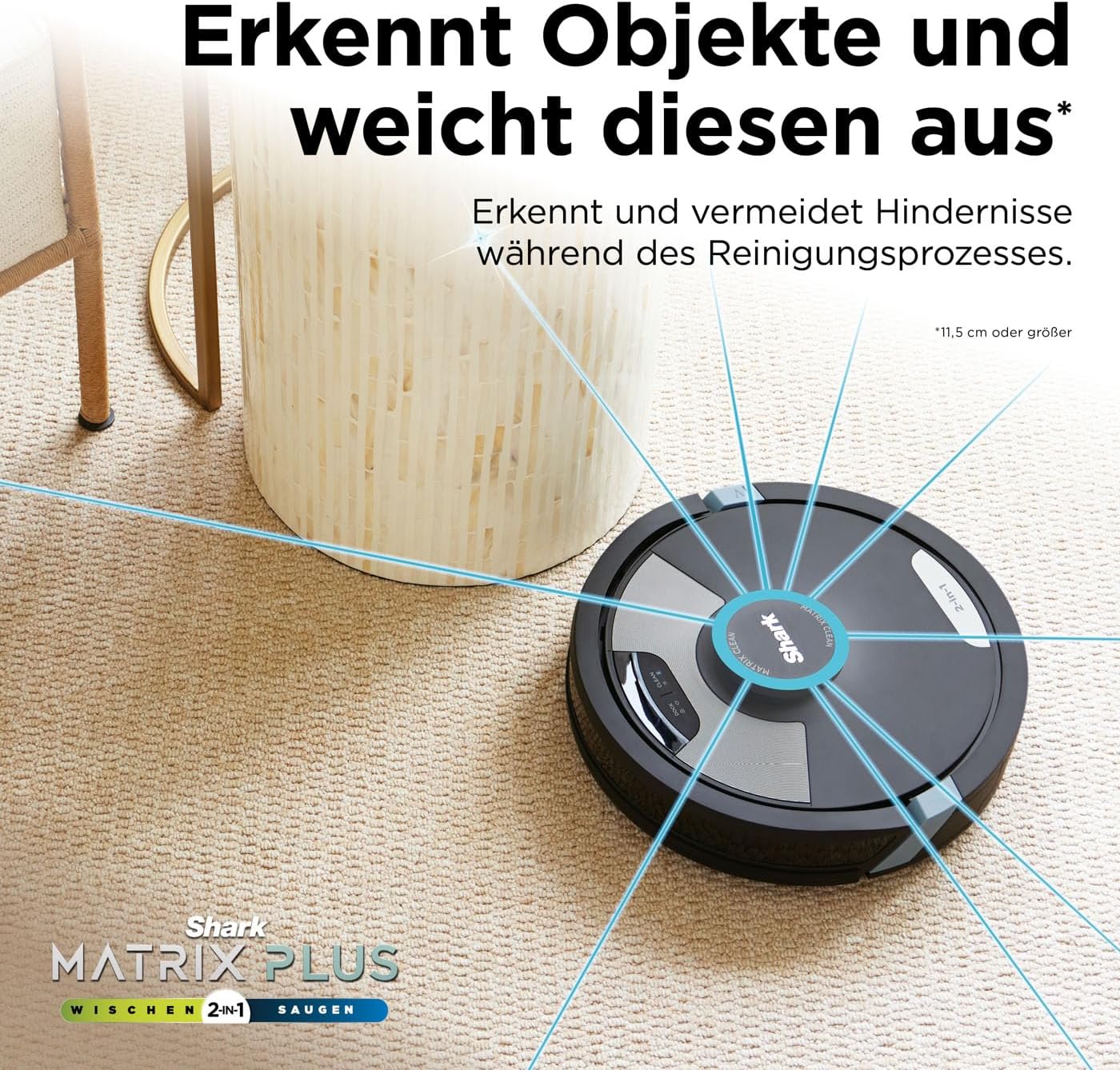 Shark Matrix Plus 2-in-1 Saugroboter mit Wischfunktion und Absaugstation, Selbstreinigend, Selbstentleerend, für Tierhaare, Teppich und Hartböden, 14,5 cm flach, schwarz